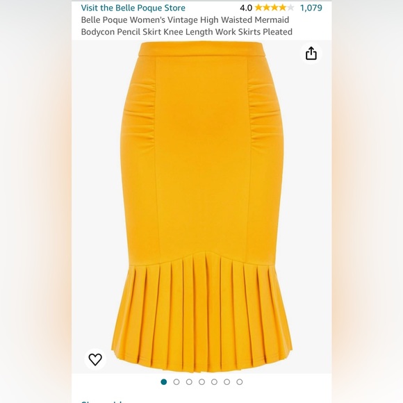 Belle Poque Women's Vintage HighWaisted Mermaid Bodycon Pencil Skirt Knee Length - Picture 1 of 2